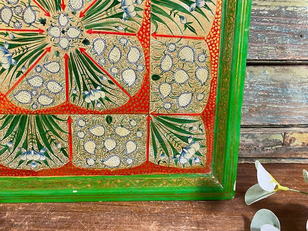 Vintage Original Kashmiri Hand Painted Floral Papier Mache Tray