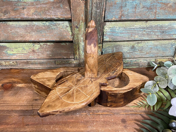 Vintage Indian Hand Crafted Carved Wooden Spice Box