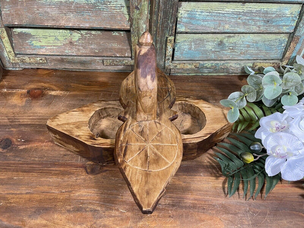 Vintage Indian Hand Crafted Carved Wooden Spice Box