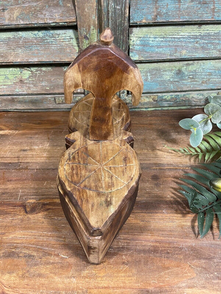Vintage Indian Hand Crafted Carved Wooden Spice Box