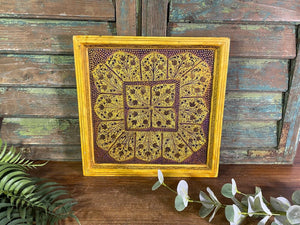 Vintage Original Kashmiri Hand Painted Floral Papier Mache Tray