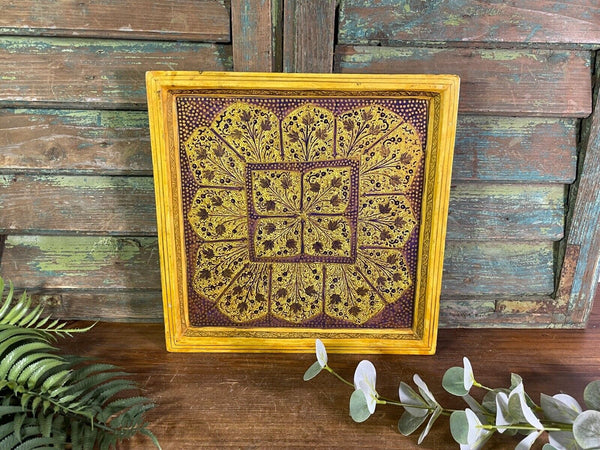 Vintage Original Kashmiri Hand Painted Floral Papier Mache Tray