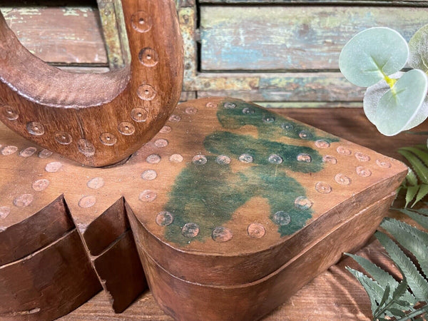 Vintage Indian Hand Crafted Carved Wooden Spice Box