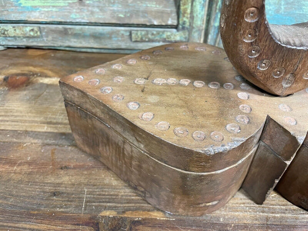Vintage Indian Hand Crafted Carved Wooden Spice Box