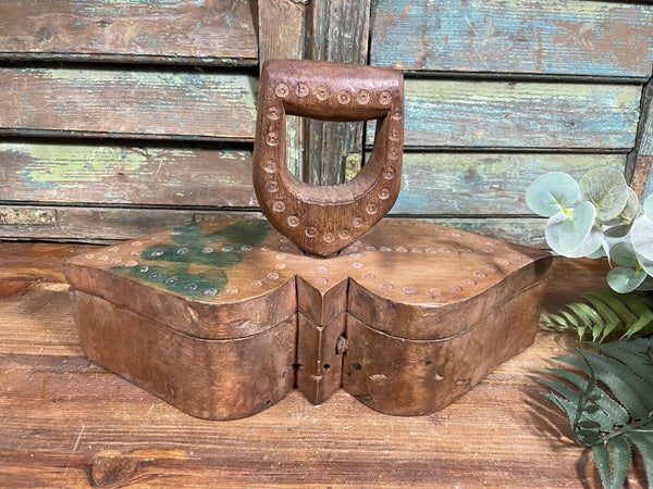 Vintage Indian Hand Crafted Carved Wooden Spice Box