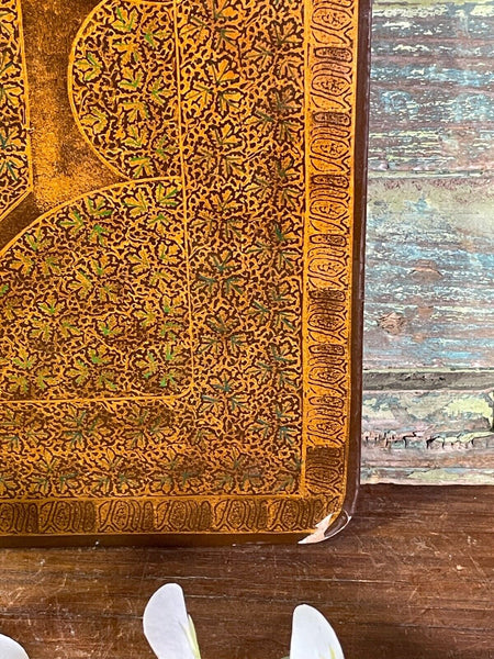 Vintage Original Kashmiri Hand Painted Floral Papier Mache Tray