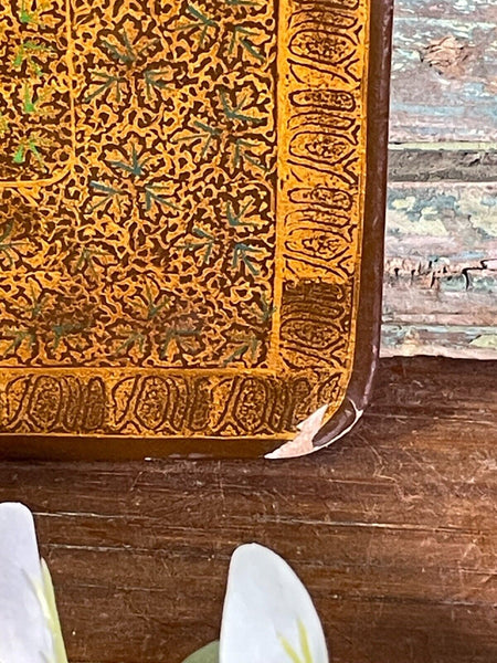 Vintage Original Kashmiri Hand Painted Floral Papier Mache Tray