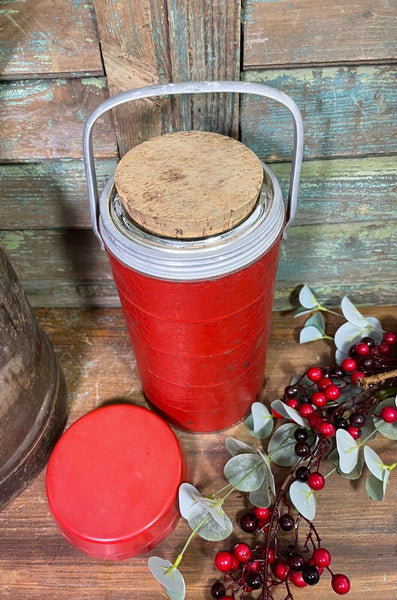 Vintage Retro Thermos Flask Cork Lid Glass Insert