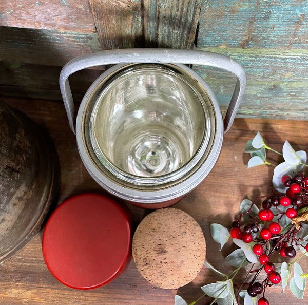 Vintage Retro Thermos Flask Cork Lid Glass Insert