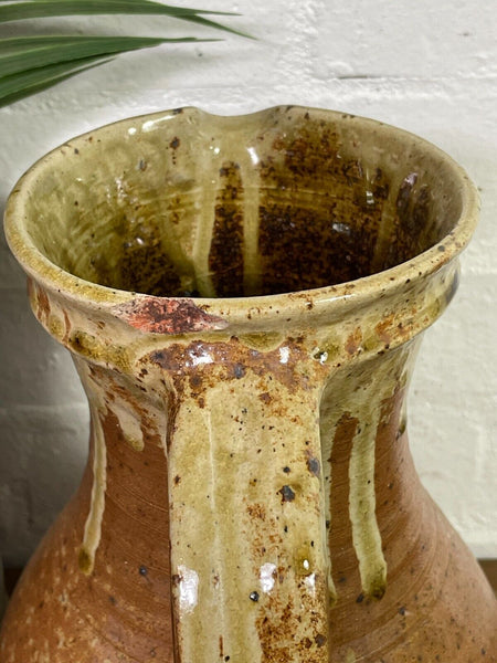 Antique Rustic French Earthenware Salt Glazed Stoneware Pitcher Flagon