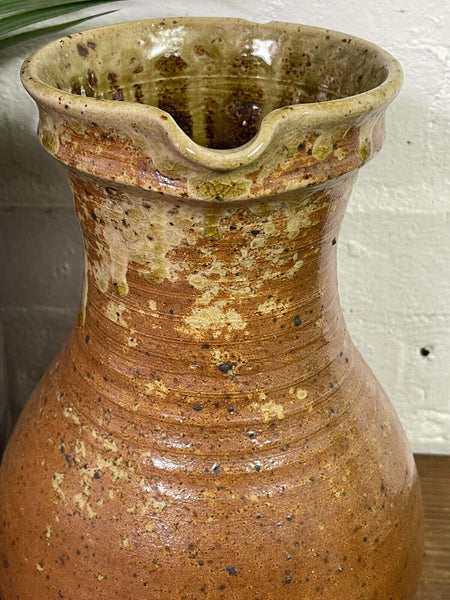 Antique Rustic French Earthenware Salt Glazed Stoneware Pitcher Flagon