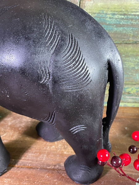Large Indian Hand Made Marble Resin Black Elephant Statue Sculpture Ornament