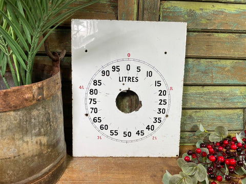 Vintage Enamel Petrol Pump Gauge Dial Automobilia Sign