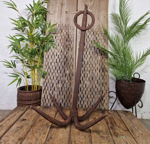 Large Heavy Duty French Vintage Antique Metal Iron Ships Boat Anchor Garden Deco