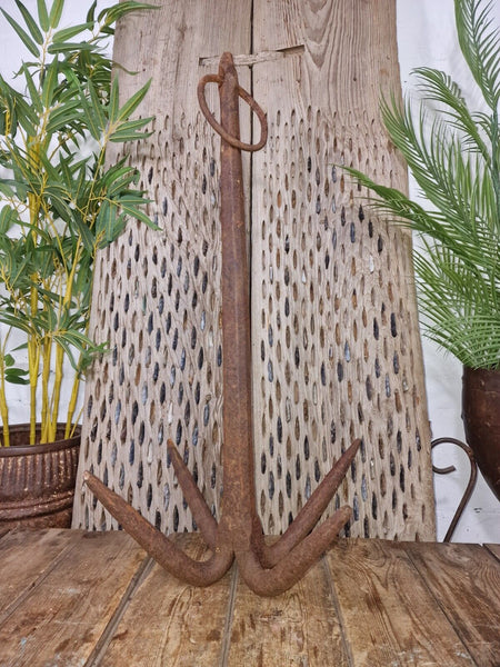 Large Heavy Duty French Vintage Antique Metal Iron Ships Boat Anchor Garden Deco