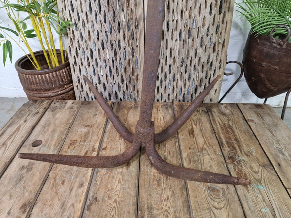 Large Heavy Duty French Vintage Antique Metal Iron Ships Boat Anchor Garden Deco
