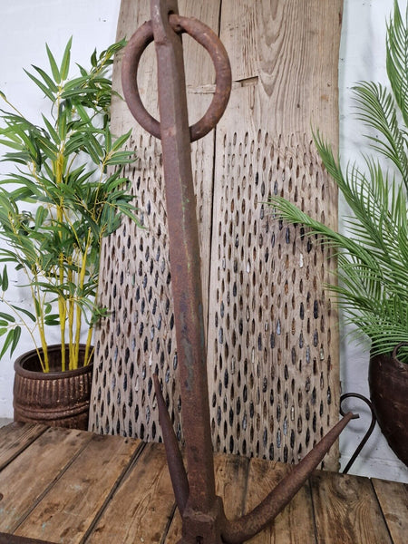 Large Heavy Duty French Vintage Antique Metal Iron Ships Boat Anchor Garden Deco