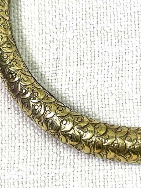 Hand Crafted Traditional Indian Brass Snakeskin Men's Bangle Bracelet