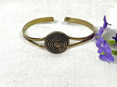 Hand Crafted Traditional Indian Brass Spiral Bangle Bracelet