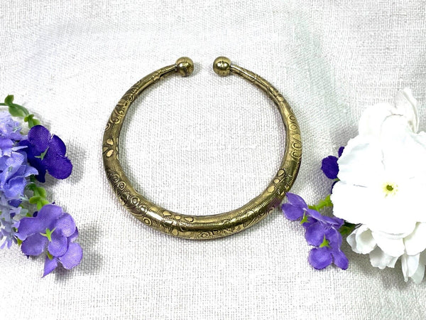 Hand Crafted Traditional Indian Brass Floral Decorative Women's Bangle Bracelet