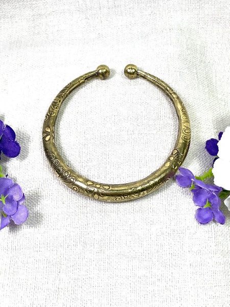 Hand Crafted Traditional Indian Brass Floral Decorative Women's Bangle Bracelet