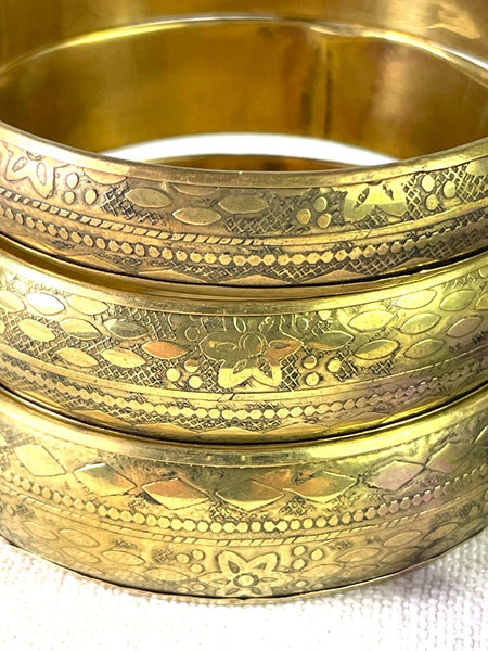 Set 3 Hand Crafted Traditional Indian Brass Bangles Bracelet