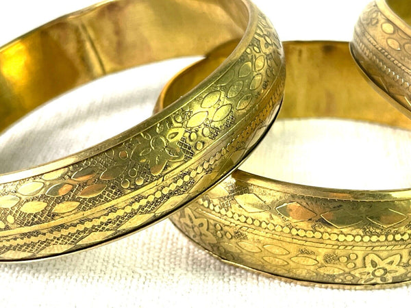 Set 3 Hand Crafted Traditional Indian Brass Bangles Bracelet