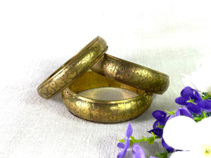 Set 3 Hand Crafted Traditional Indian Brass Bangles Bracelet