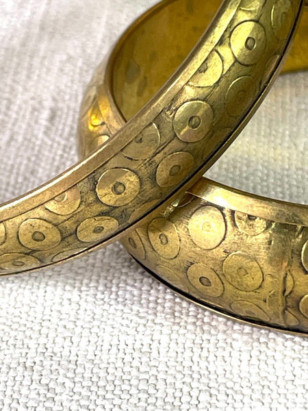 Set 3 Hand Crafted Traditional Indian Brass Bangles Bracelet