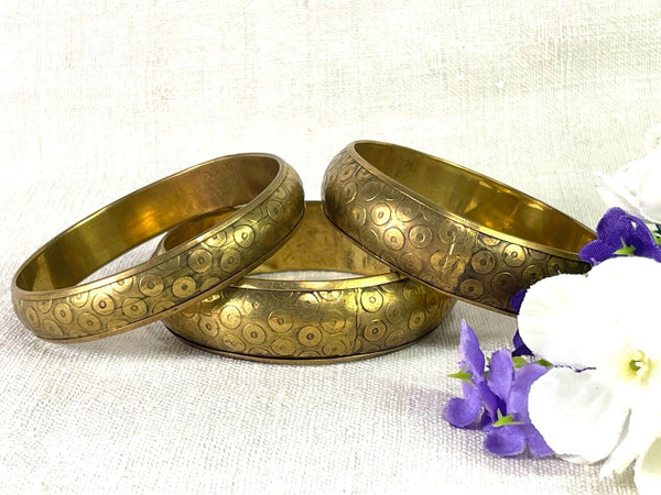 Set 3 Hand Crafted Traditional Indian Brass Bangles Bracelet