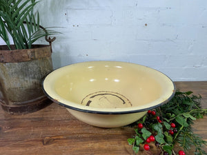 Large Vintage French European Enamel Wash Basin Bowl Garden Planter Bird Bath