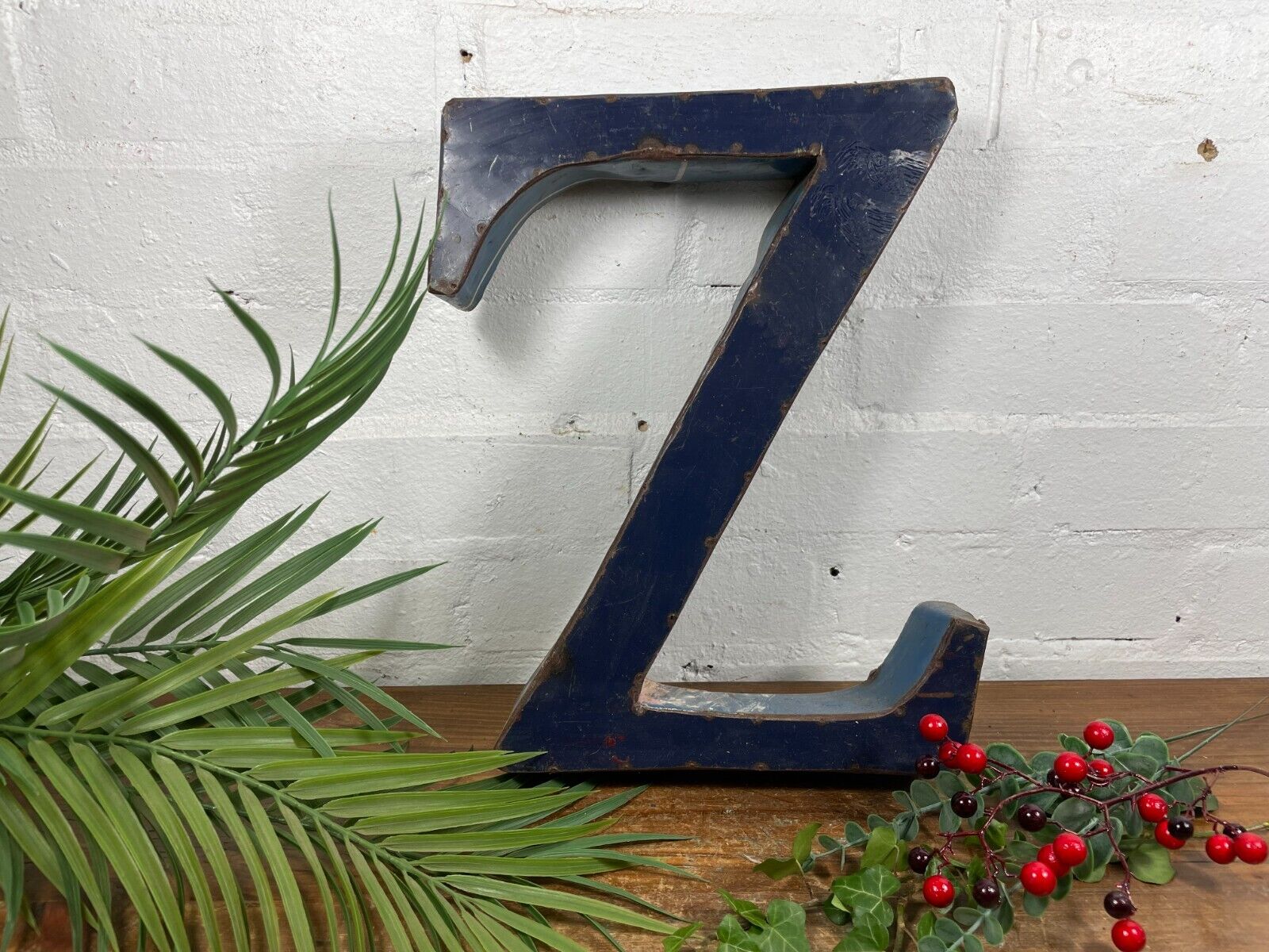 Letter Z Vintage Reclaimed Tin Metal Oil Drum Letters