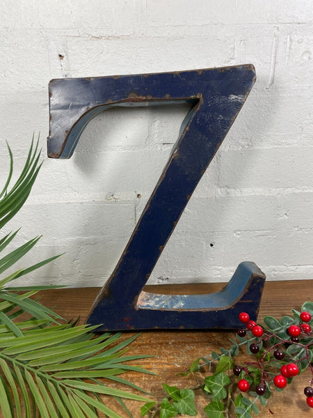 Letter Z Vintage Reclaimed Tin Metal Oil Drum Letters