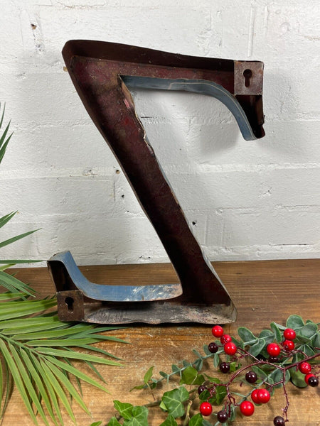 Letter Z Vintage Reclaimed Tin Metal Oil Drum Letters