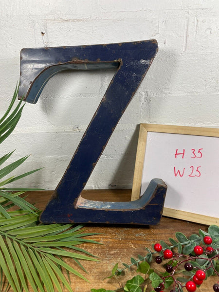Letter Z Vintage Reclaimed Tin Metal Oil Drum Letters
