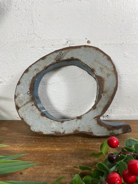 Letter Q Vintage Reclaimed Tin Metal Oil Drum Letters