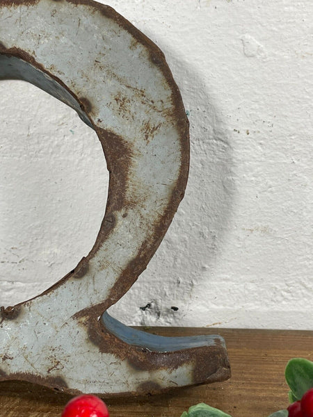 Letter Q Vintage Reclaimed Tin Metal Oil Drum Letters