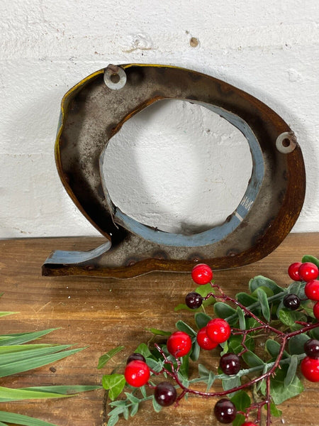 Letter Q Vintage Reclaimed Tin Metal Oil Drum Letters