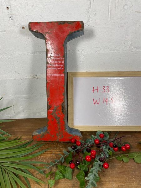 Letter I Vintage Reclaimed Tin Metal Oil Drum Letters