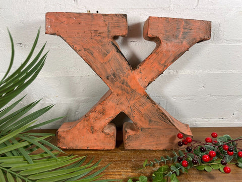 Letter X Vintage Reclaimed Tin Metal Oil Drum Letters