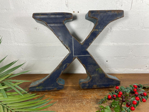 Letter X Vintage Reclaimed Tin Metal Oil Drum Letters