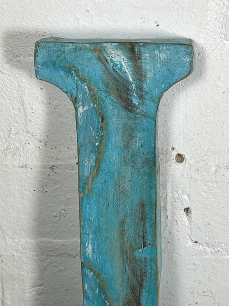 Letter I Vintage Reclaimed Blue Wooden Wall Letters