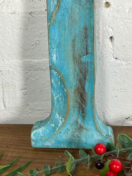 Letter I Vintage Reclaimed Blue Wooden Wall Letters
