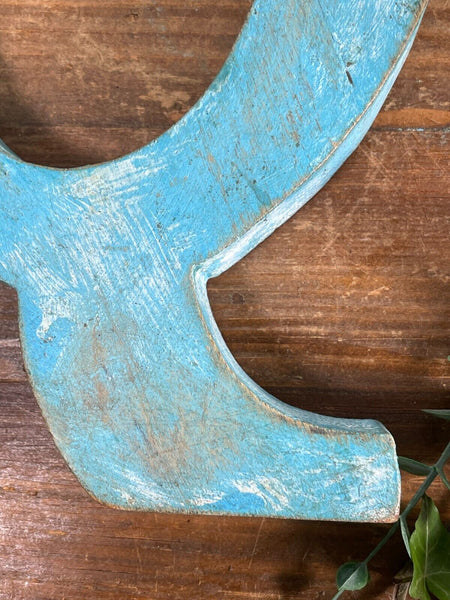 Letter Q Vintage Reclaimed Blue Wooden Wall Letters