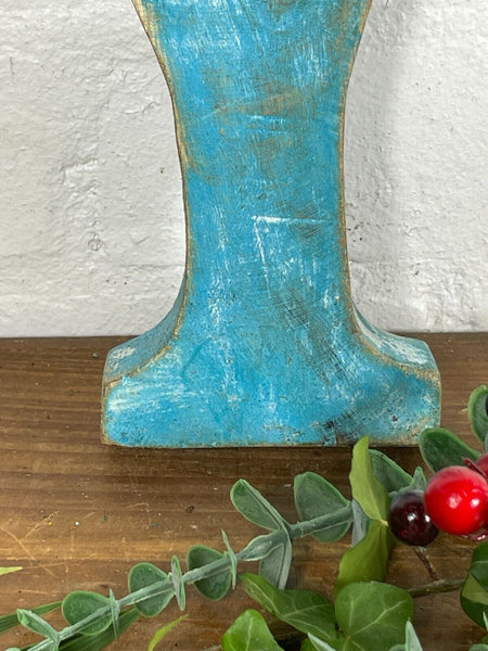 Letter Y Vintage Reclaimed Blue Wooden Wall Letters