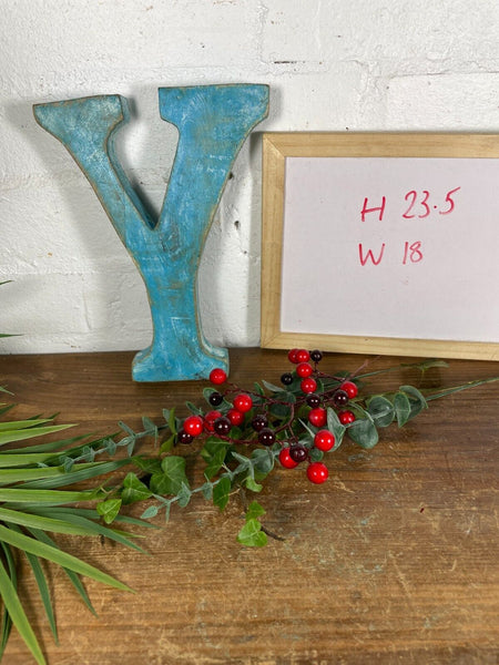 Letter Y Vintage Reclaimed Blue Wooden Wall Letters