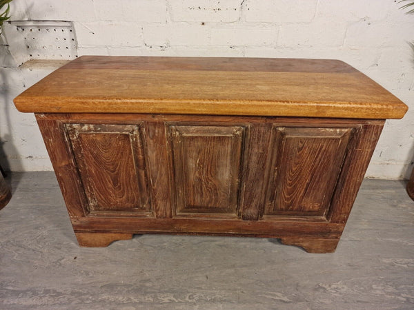 Vintage Reclaimed Hand Made Solid Wooden Blanket Box Toy Chest trunk