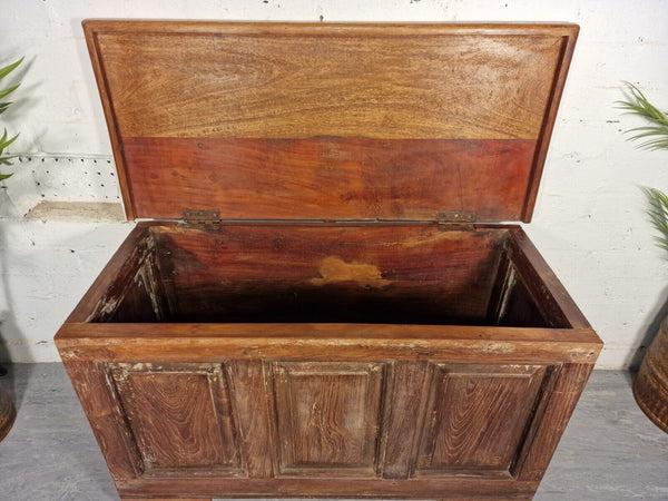 Vintage Reclaimed Hand Made Solid Wooden Blanket Box Toy Chest trunk