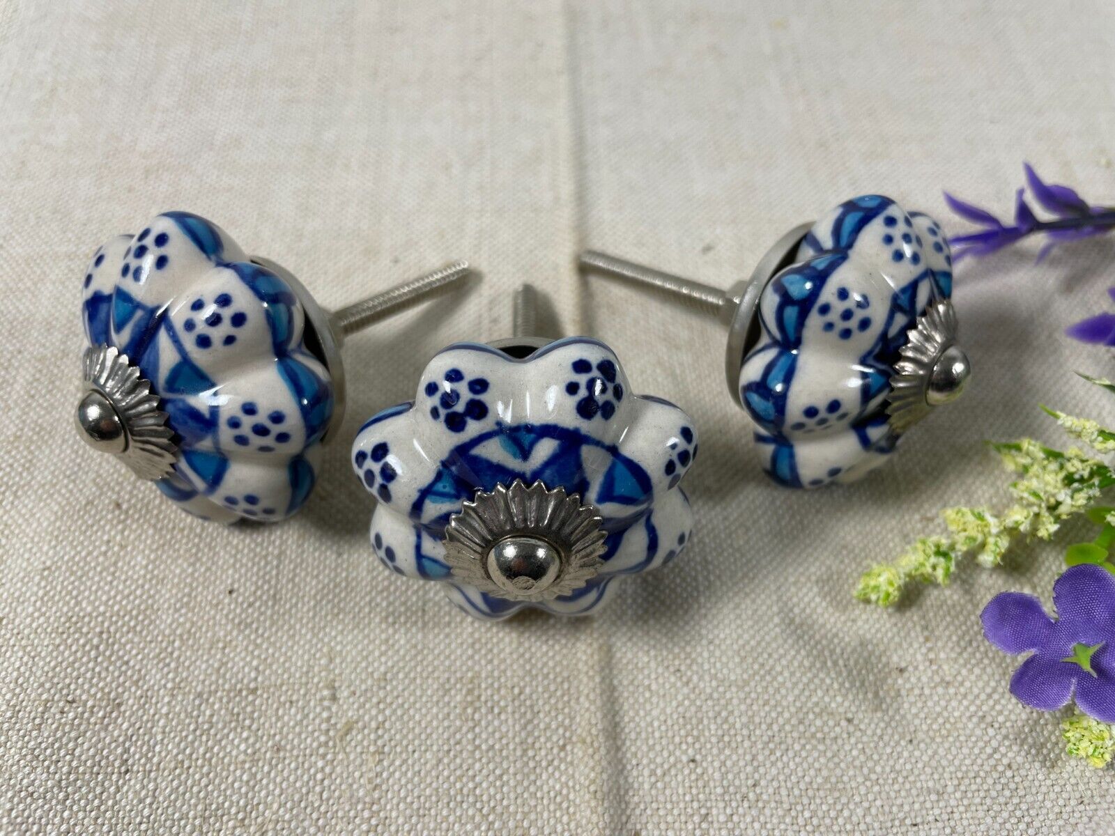 Vintage Ceramic Floral Kitchen Bathroom Bedroom Cupboard Drawer Door Knob Handle