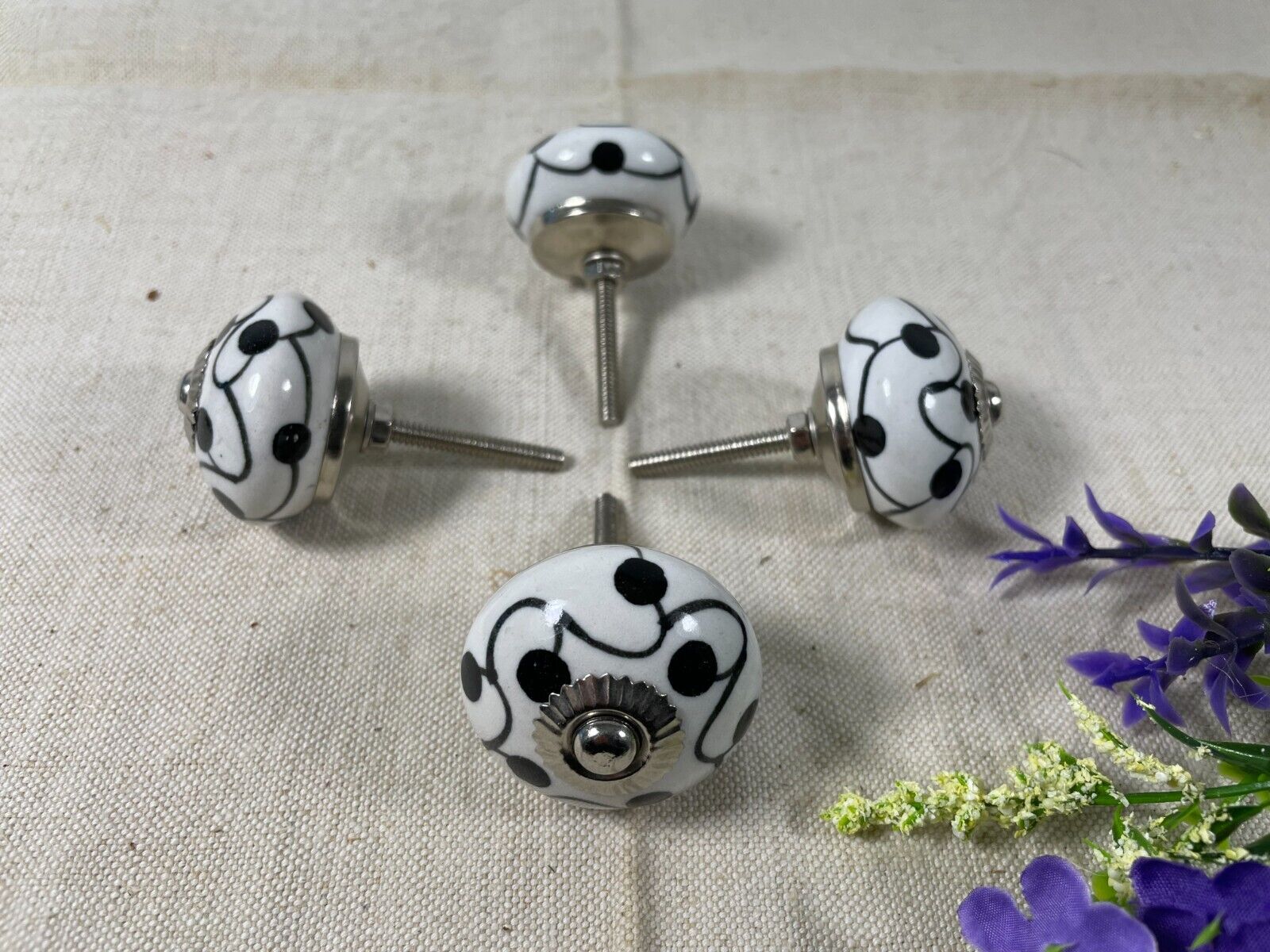 Vintage Ceramic Floral Kitchen Bathroom Bedroom Cupboard Drawer Door Knob Handle